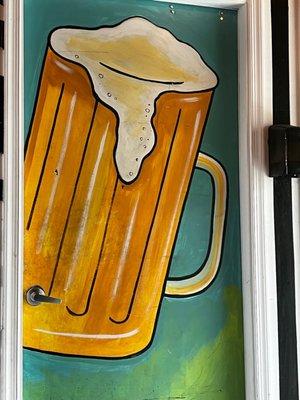 Door with beer glass on it