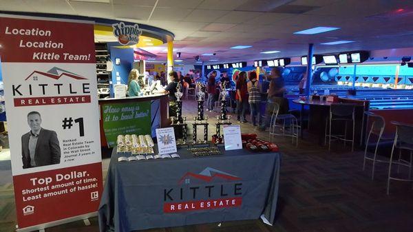 Trophies on display at Kittle Real Estate's bowling customer appreciation event