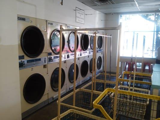 Wall of dryers with one working unit.