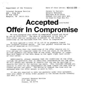 IRS Offer in Compromise