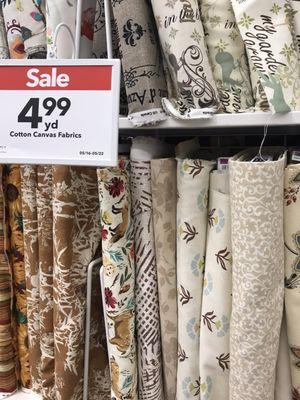 A teeny tiny sample of fabric on sale at TR Joann's