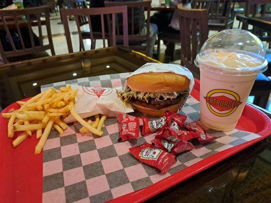 $16.99 Large Kingburger combo with Skinny Fries + $2 Milkshake upgrade + $1.25 Bacon add-on.