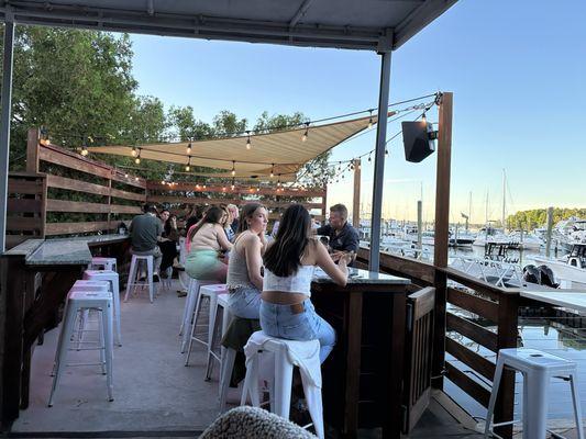 Outdoor tiki bar area