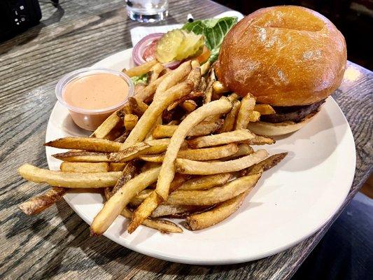 The Steak burger with Bacon minus the bacon