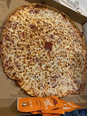 Cheese pizza- super cheesy and good