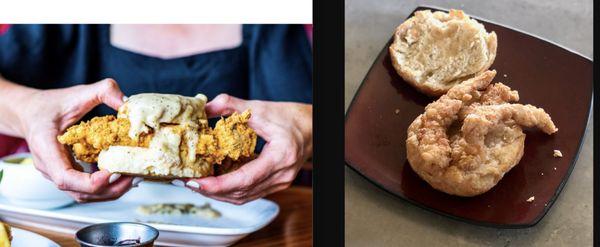 Very Sad Truffle Honey Chicken and Biscuit. (Picture on left is from the online menu)