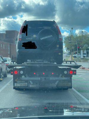 My car on the tow truck