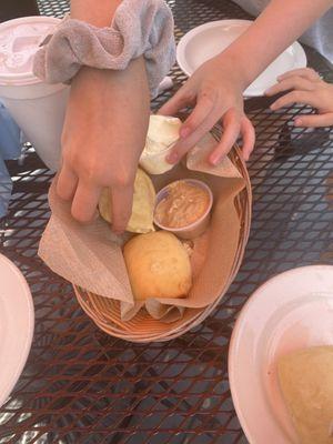 Free warm bread with butter and a yummy cinnamon butter! So good!