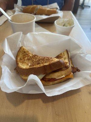 Three cheese,  bacon, and tomato grilled sandwich. They buy their produce fresh and local. Excellent flavor.