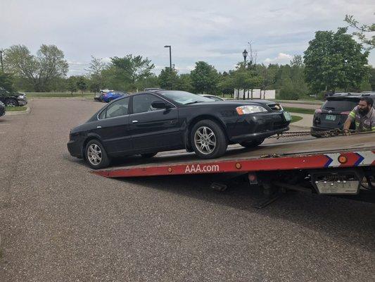 The long view of my car going away.