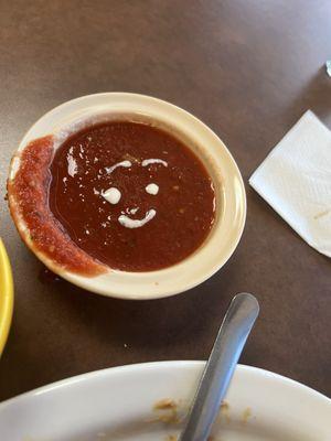 Salsa with a cheese smile