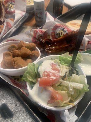 Ribs Basket with Fried Okra and  Side Salad