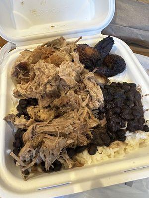 Lechon with Black Beans and Rice and Sweet Plantains