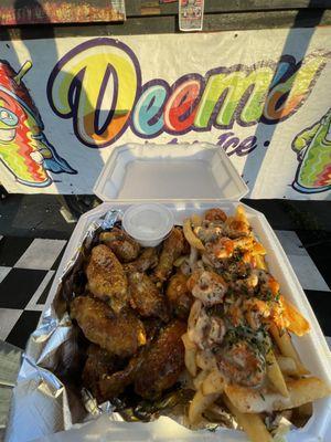 Honey Lemon Pepper Wings & Seafood Fries