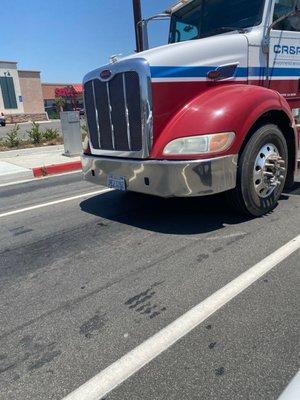 Had to get a photo of the front of the truck because the back did not have a plate, and driver would not stop