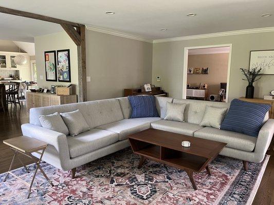 Hughes sectional and wick coffee table!