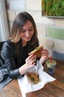 Vegan Pesto Grilled Cheese and The Mane Elixir!