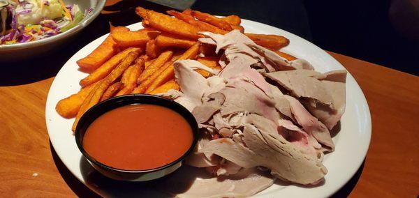 Sliced pork with sweet potatoe fries... awesome!