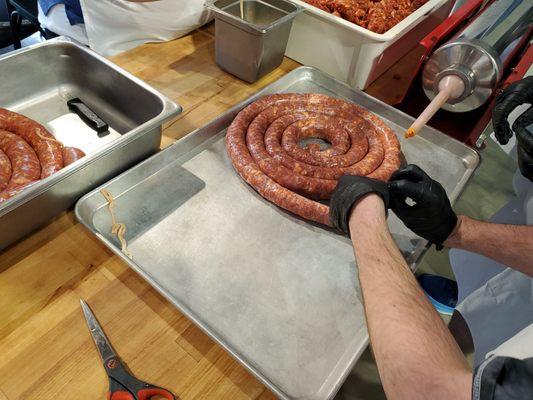 Stuffing Italian sausage