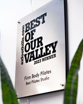 Winner of Arizona Foothills Magazine Best Pilates Studio in the "Best of Our Valley" contest 2023!