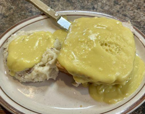 Hot turkey with  mashed potatoes