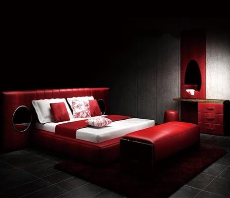 Luxury Red Hued Bedroom Ensemble