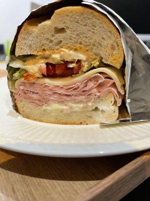 #19 Mortadella, roasted sweet peppers, provolone, lettuce, tomato, chipotle mayo & jalapeno aioli