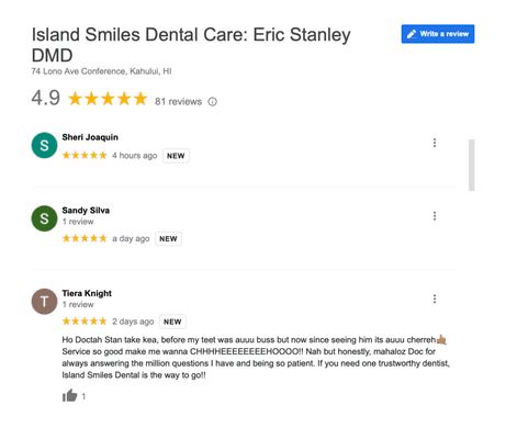 Google Reviews From Patients