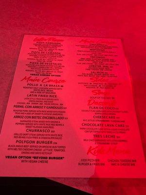 Food menu