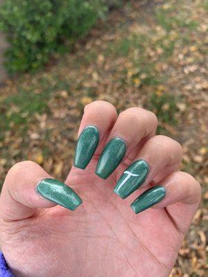 Beautiful Green Nails done by Bebe!