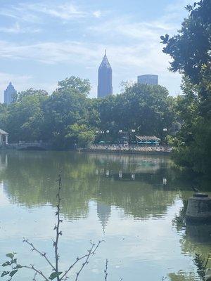 The aquatic center from across the pond.