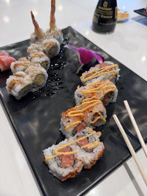 Spicy tuna roll and tempura roll