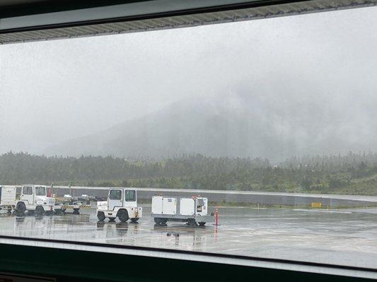 Outside. Tiny airport.