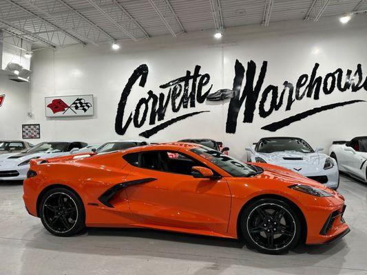 2021 Corvette Coupe Z51 for sale on the showroom floor at Corvette Warehouse Dallas Texas.