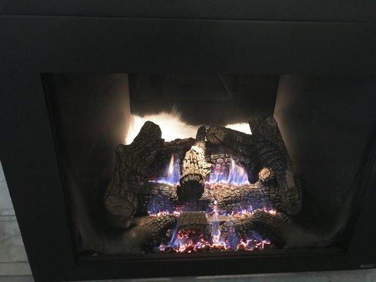 discolored black fireplace backing...