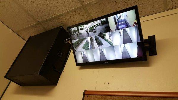 Wall Mounted DVR Lock Box and 32" LED TV