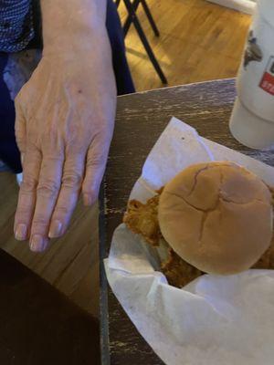 Junior size chicken fried steak sandwich