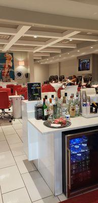 Bar, pedicure area.