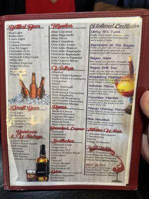 Drink menu