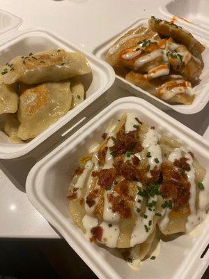 Chicken, Bacon, and Ranch with some Hot Buffalo Chicken Pierogi Hot Potato and Onion Pierogi