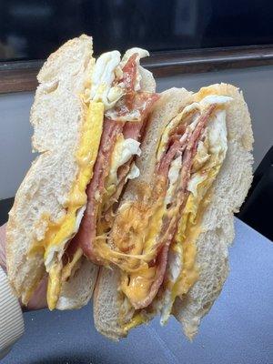 Pork roll egg and cheese sandwich