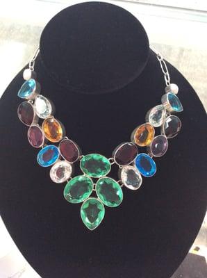 Multi gemstone bib necklace