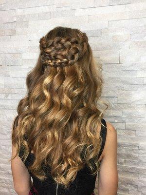 Braided and curls style.