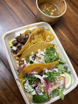 Taco trio: birria, steak Al pastor, southwest chicken