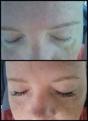 Before and after eyelash extensions