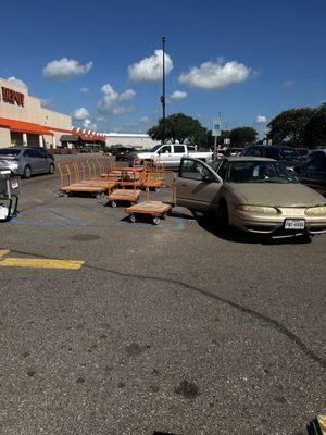 Man having to pull car forward so his wheelchair bound wife could get in the car