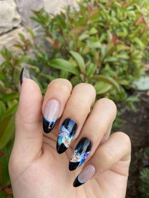 Hand-painted anime character on medium acrylic extensions