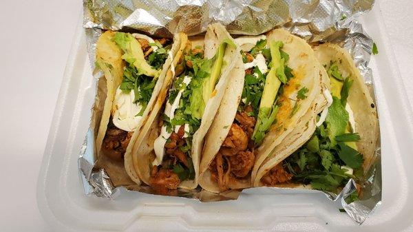 Tacos de Tinga (spicy chicken). To die for