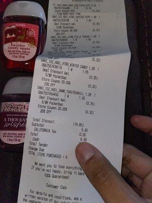 Total $6.90 saved $18.65