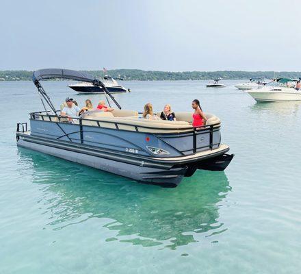 Visit Power Island with our Luxury Pontoon Private Charter with Captain